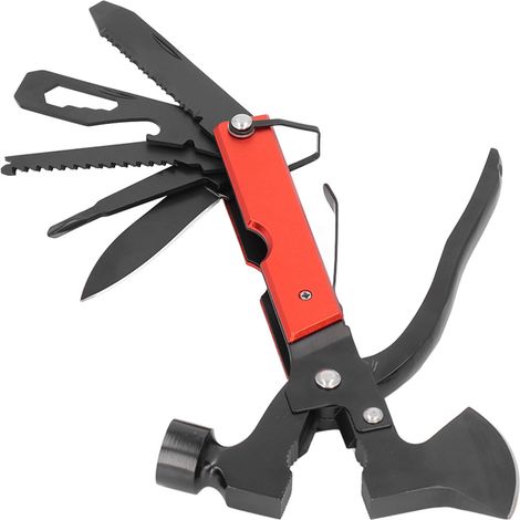 Multifunktionshammer, tragbare Axt-Messer-Zange aus Edelstahl, Werkzeughammer mit Sicherheitsverriegelung, Campingausrüstung mit Sicherheitsverriegelung (1/5)