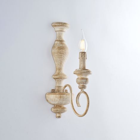 Applique Shabby Chic Cascina Bianco Tortora Vintage 1 Luce E14