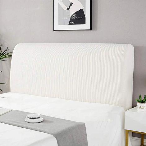 MINKUROW Fundas Para Cabecero/Funda, Fundas Para Cabecero Acolchado Funda De Primavera Color Sólido Funda Antipolvo Elástica Todo Incluido Funda Para Cabecero Dormitorio Réplica Suéter Crema Blanco 20