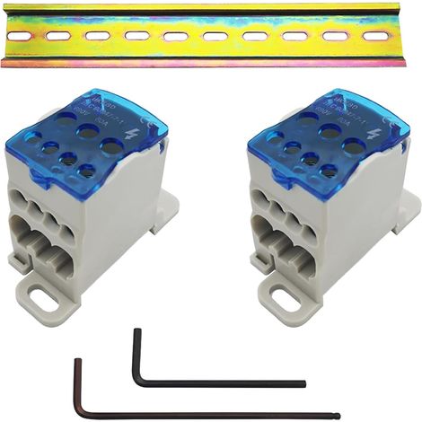 Bornier de Rail Din ensembles, 2 pcs Boîte de Jonction de Rail DIN 80A, 1pcs C45 Rail DIN, Avec clé hexagonale (1/5)