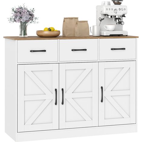 COSTWAY 108cm Large Sideboard Storage Cabinet with Drawers-White (1/5)