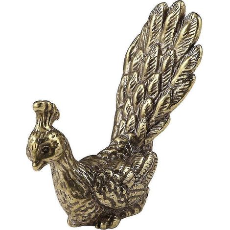 Figurine de paon en laiton, petit paon de bureau pour bureau, salon ou maison de thé (1/5)