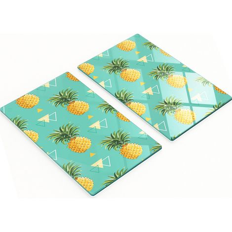 Juego de tablas de cocina de vidrio templado con estampado de piña, 2 x 30 x 52 cm. (1/5)