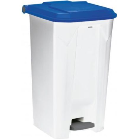Poubelle à pédale Utilo - 100l - blanc / bleu (1/3)