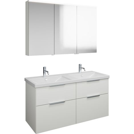 Set burgbad Eqio, composé d'une armoire de toilette à gauche,