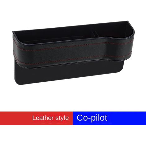 (A-Black copilot) Organisateur latéral de siège avec porte-gobelet pour voiture, en cuir, multifonctionnel, combleur d'espace entre les sièges, boîte de rangement, poche de siège, rangement pratique (1/5)