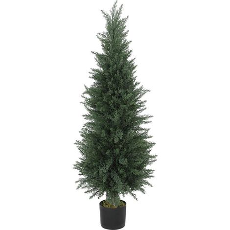 Grand cyprès artificiel, 120 cm, plante artificielle en pot, résistante aux UV, aspect réaliste, décoration pour salon, chambre, bureau, balcon