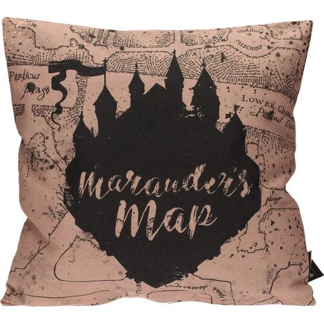 Coussin decoratif motif carte du maraudeur pour la decoration interieure