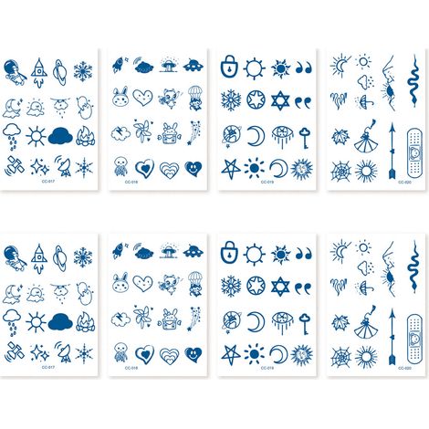 Tatouage Temporaire Doigt - 8 Feuilles Design Minimaliste - Pour Bras Poignet Épaule Cheville Dos - 5 à 15 Jours Tenue (1/5)