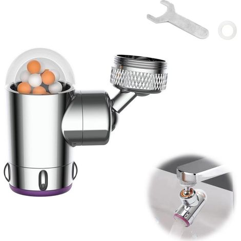 Embout Robinet, Embout Robinet Cuisine avec Filtre à Pierres Médicales, 360 Degrés Brise Jet Robinet Cuisine, Deux Modes de Sortie D'eau, pour Cuisine, Salle de Bain (1/5)