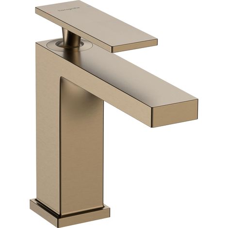 Mitigeur de lavabo sans tirette ni vidage, Robinet de salle de bain avec hauteur sous bec 110 mm, économie d'eau, Bronze brossé (1/5)