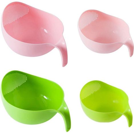 Lot de 4 paniers multifonctionnels en plastique pour égouttage du riz, lavage des légumes et passoire (1/5)