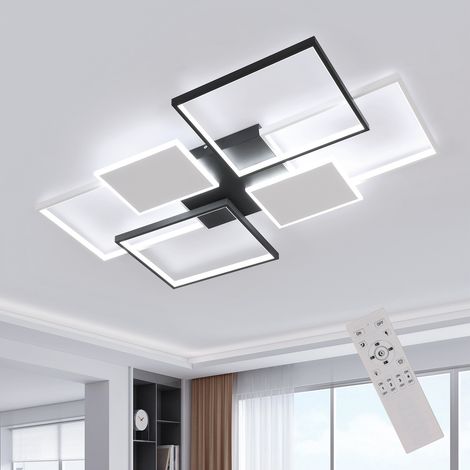 Comely Geometric LED Ceiling Light 72W Dimmable, Black and White Rectangular Flush Mount 110x70cm, Modern Design Fixture for Living Room Dining Room Bedroom (1/5)