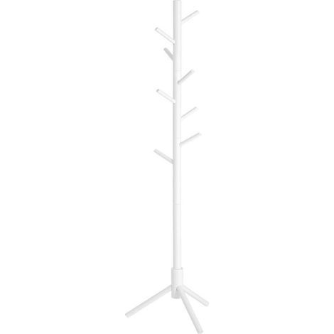 VASAGLE Portemanteau en Bois Massif, Porte-vêtement, avec 8 Crochets pour vêtements, Sacs, Veste, pour entrée, Couloir, Blanc par SONGMICS RCR04WT (1/4)