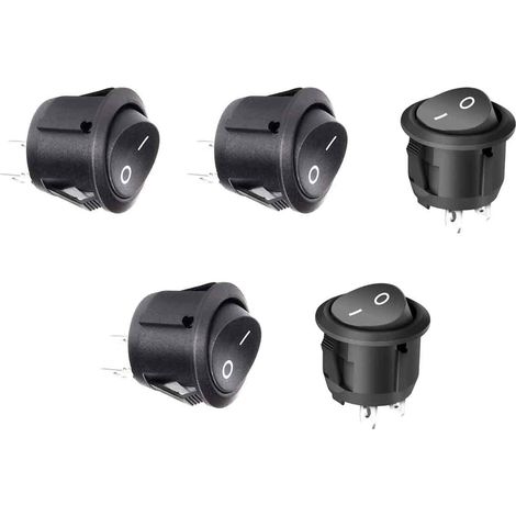 Interrupteur Bascule Rond - 12 V - 10 A 125 V / 6 A 250 V - 2 Broches - Pour Voiture Moto Bateau Camping-Car - Lot de 5 (1/5)
