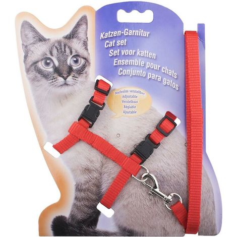 Harnais pour chat, collier de sangle en nylon de conception réglable avec laisse (1/5)