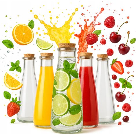 5x Glasflaschen LONDON 350ml Karaffe für Saft, Alkohol, Öl, Wasser Geschenk (1/5)