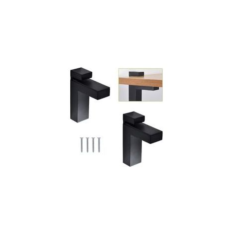 Lot de 2 pinces à verre noires réglables – Supports muraux en métal massif – Pour étagères de 5 à 30 mm d'épaisseur (1/5)