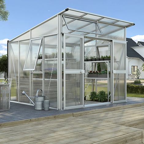 Serre de jardin en polycarbonate 10 mm - Aphrodite, Couleur Blanc, Larg 3.92 m