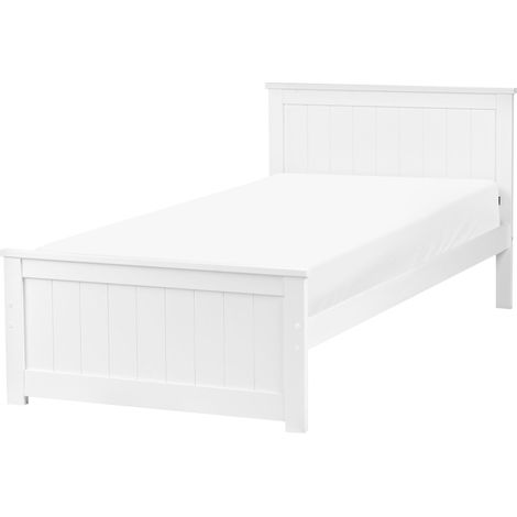 Lit Minimaliste en Bois de Pin et MDF 90 x 200 cm Simple Blanc Sabran (1/5)