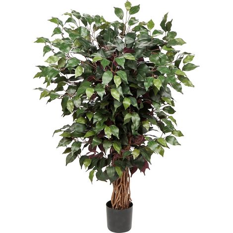 Plantas artificiales grandes, ficus benjamin artificial, planta artificial de interior, decoración para oficina, dormitorio, comedor, decoración interior y exterior, verde y rojo, 105 cm (1/5)