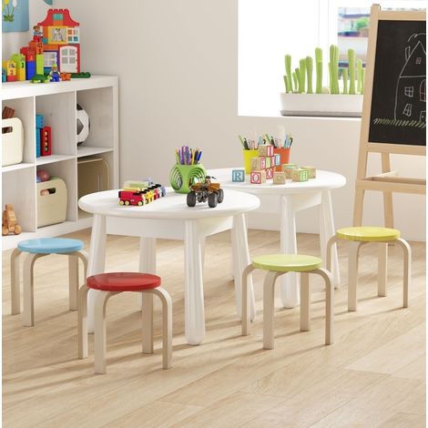 Tabouret empilable lot de 4 en contreplaqué de bouleau laqué multicolore, 36 x 36 x 30 cm HAVRYA (1/5)