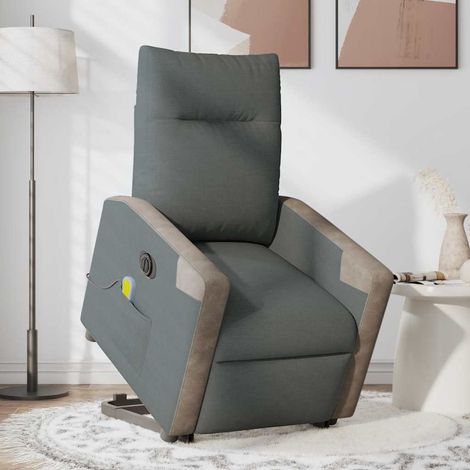 Elektrischer Massagesessel mit Aufstehhilfe Dunkelgrau Stoff (1/5)