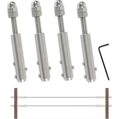 Set of 4 tensioner of cable stainless steel 4mm – Screw threaded M6 x 50 for fastening – Resistance to the tension for applications industrial (1/5)