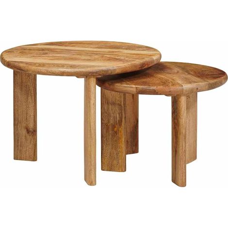 Tables basses gigognes 2 pcs Table de salon Table de café Marron Bois de mangue massif (1/5)