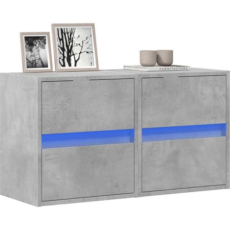 TV-Wandschränke LED-Beleuchtung 2 Stk. Betongrau 41x31x45 cm