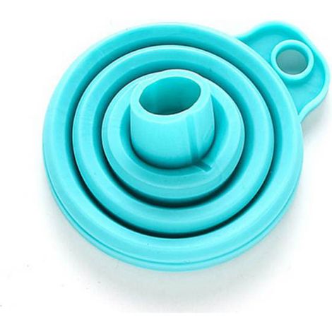 1 entonnoir pliable en silicone souple, séparateur d'huile et de vin, outil de cuisine (bleu) (1/5)
