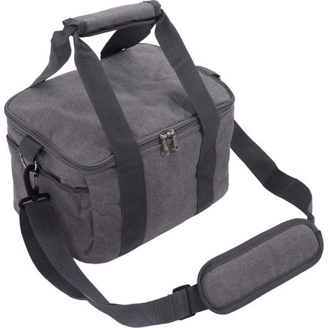 Sac isotherme en tissu Oxford gris isolé, sangles rétractables, grande capacité, étanche, avec double fermeture. (1/5)