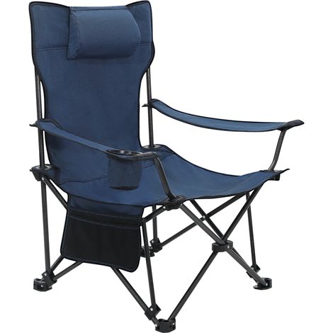 Silla de camping plegable reclinable con reposapiés azul HOMVRA (1/5)