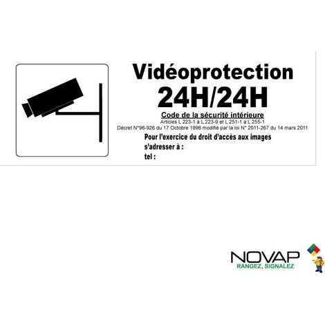 Panneau Vidéoprotection 24h/24h avec pictogramme - ALU 330x120mm - 4010878