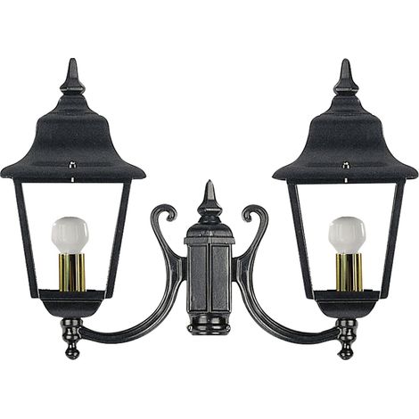 Luminaria para poste 2 brazos ROB IP44 E27 2x42W 440mm Cristal transparente Negro