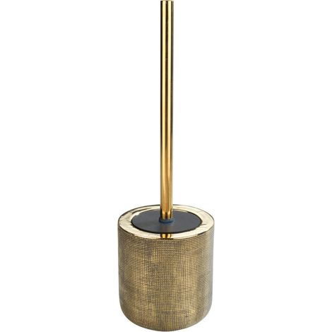 Brosse WC en céramique dorée – Tête de brosse remplaçable – Dimensions 11,5 x 12,7 cm – Support ouvert pour nettoyage efficace