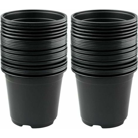 royaluxe -Lot de 50 Pots de Fls en Plastique Noir de 15 cm pour Plantes succulentes, légumes et boutures (1/5)
