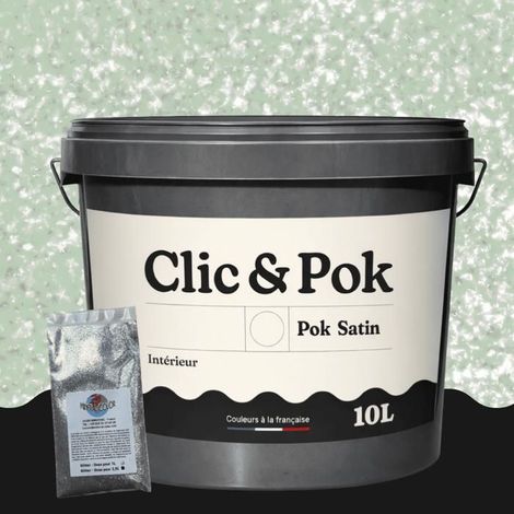 Peinture Effet Pailleté pour Murs & Plafonds - POK PAILLETTE - 10L - Vert Bord de Mer (1/4)