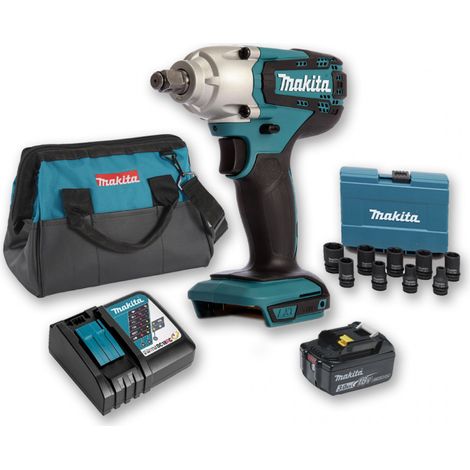 Boulonneuse à chocs 18V 190Nm 1/2" DTW190 avec 1 batterie 3Ah + Coffret 9 douilles + sac MAKITA