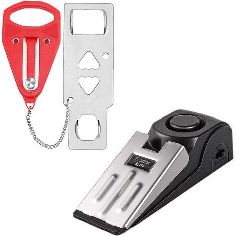 Alarme de porte 120 dB et verrou de porte portable pour la sécurité en voyage, en chambre d'hôtel, à la maison et en appartement (1/5)
