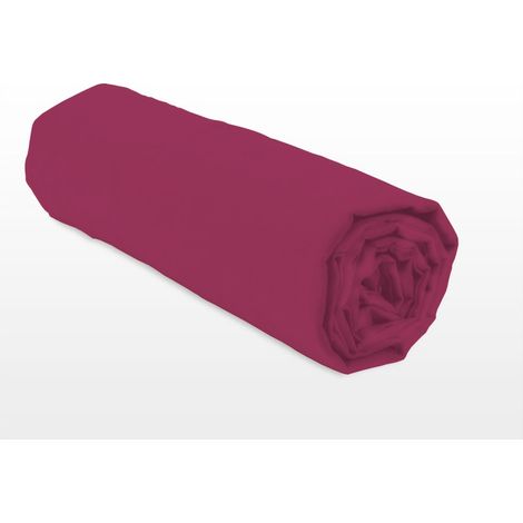 Drap housse uni coton 57 fils fuchsia 180x200 cm bonnet 25 cm