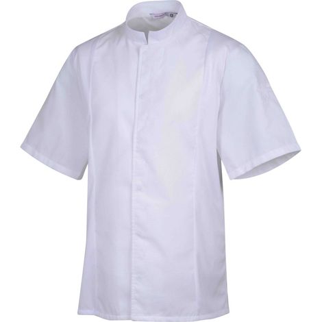 Veste de cuisine mixte col éponge manches courtes Robur Siaka Blanc 3XL.