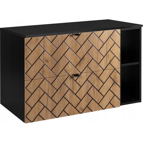 Rodan Waschbeckenunterschrank 100 cm, Braun Matt, 46 x 100 x 62,3 cm, mit Waschtischplatte und Badregal, feuchtraumgeeignet, Badmöbel
