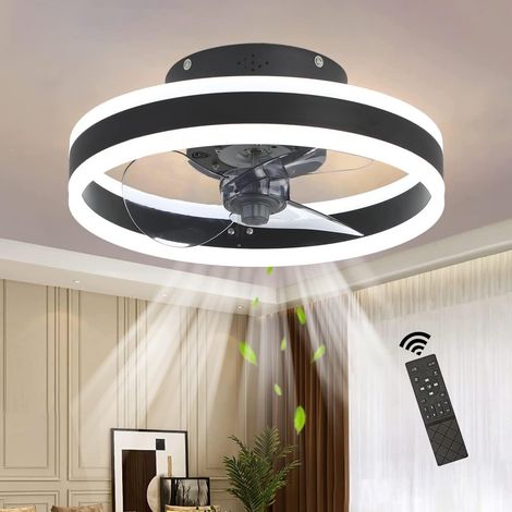 LaBlanc - Ventilador de techo con iluminación, silencioso, con luz y control remoto, 6 velocidades, moderno ventilador de techo LED regulable para sala de estar y comedor, 40 cm