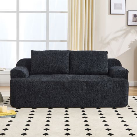 Modulares 2-Sitzer-Sofa 171x92x64 cm aus schwarzem Stoff, mit Kissen – MEUBLIV (1/5)