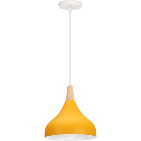 Plafonnier D'Intérieur Lampe À Suspension Moderne Lustre Minimaliste Abat-Jour En Métal, Jaune Pour Chambre À Coucher, Cuisine, Bureau, E27 (1/5)