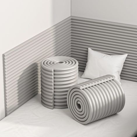 Protector de pared flexible APMOE - Tiras de seguridad de espuma multiusos de 200 cm para bebés - Protector de bordes, protector de cuna autoadhesivo (gris, 1 unidad) (1/5)