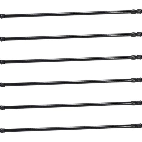 Lot de 6 tringles à rideaux extensibles télescopiques à ressort pour voilage, 70-120 cm, noires (1/5)