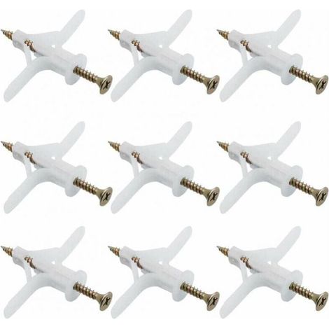 50pcs Drywall Anchor Set, Plastic Expansion Pipe Anchor Kit, Self-Drilling for Aircraft, Used for Most Light Gypsum Walls (1/4)