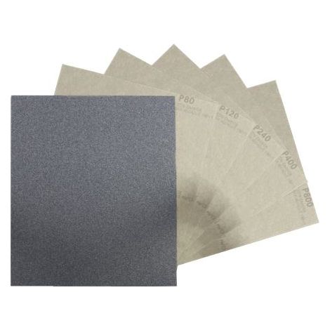 Papier de verre RS PRO, Carbure de Silicium grain 80, 120, 240, 400, 800, 80+, 280mm x 230mm ( Prix pour 1 Jeu )